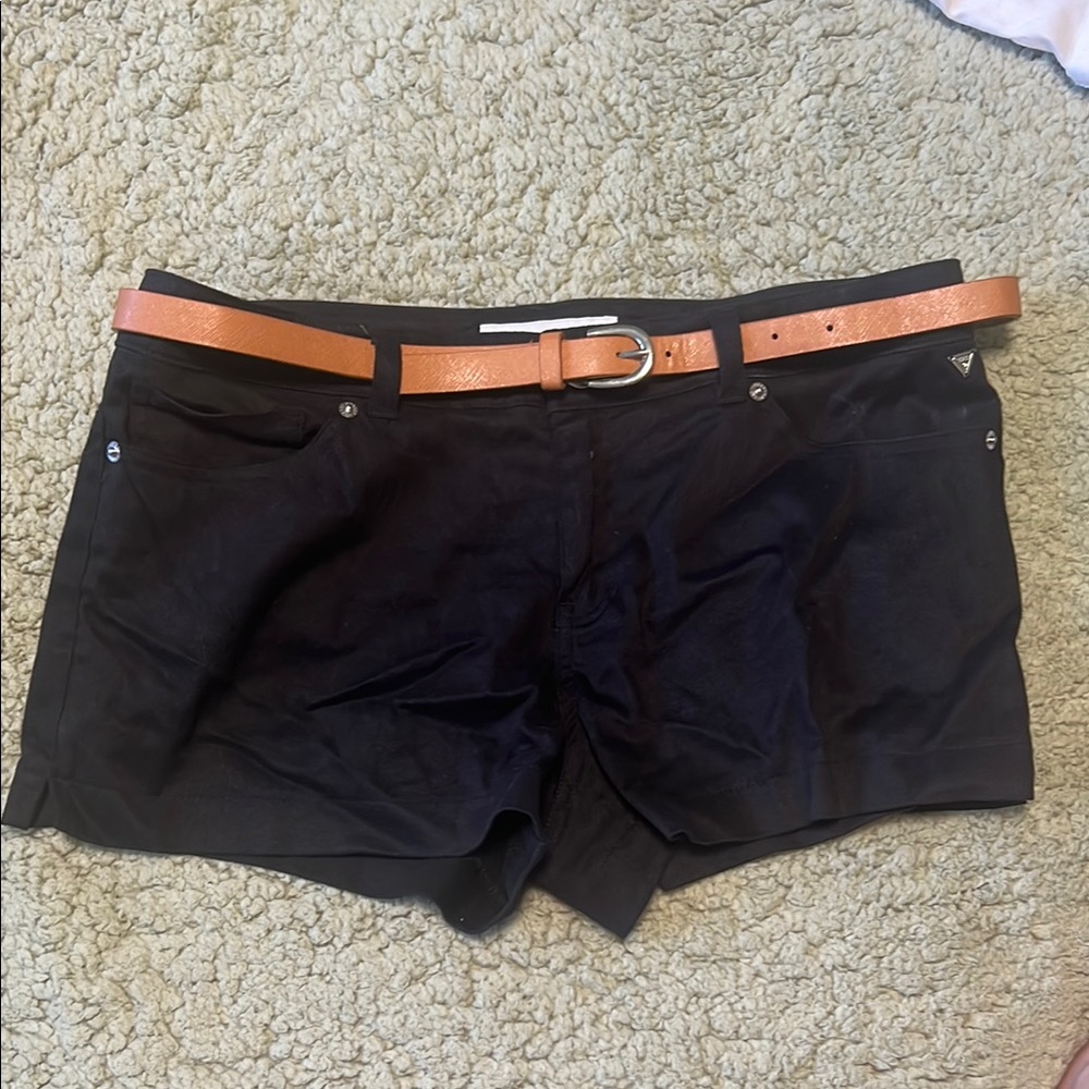Guess Black Chino Shorts with Tan Belt